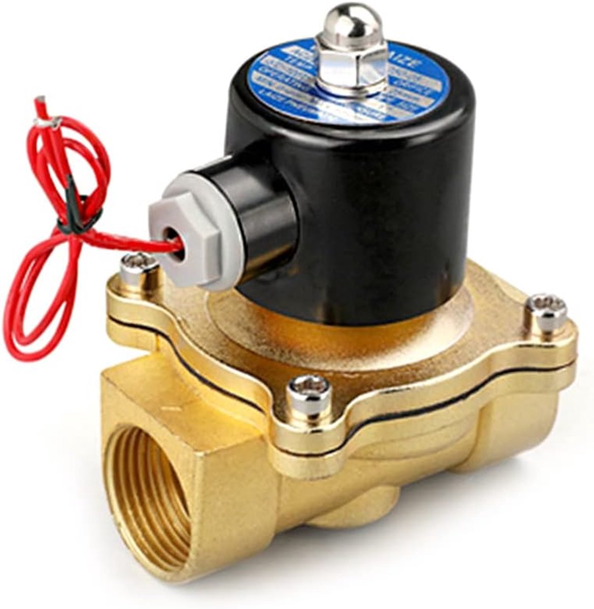 SnelShoppen - Messing Elektrische Solenoïde Klep 1/2 inch 220V Luchtklep Normaal Gesloten Voor Water, Lucht, Gas, Brandstof, Olie