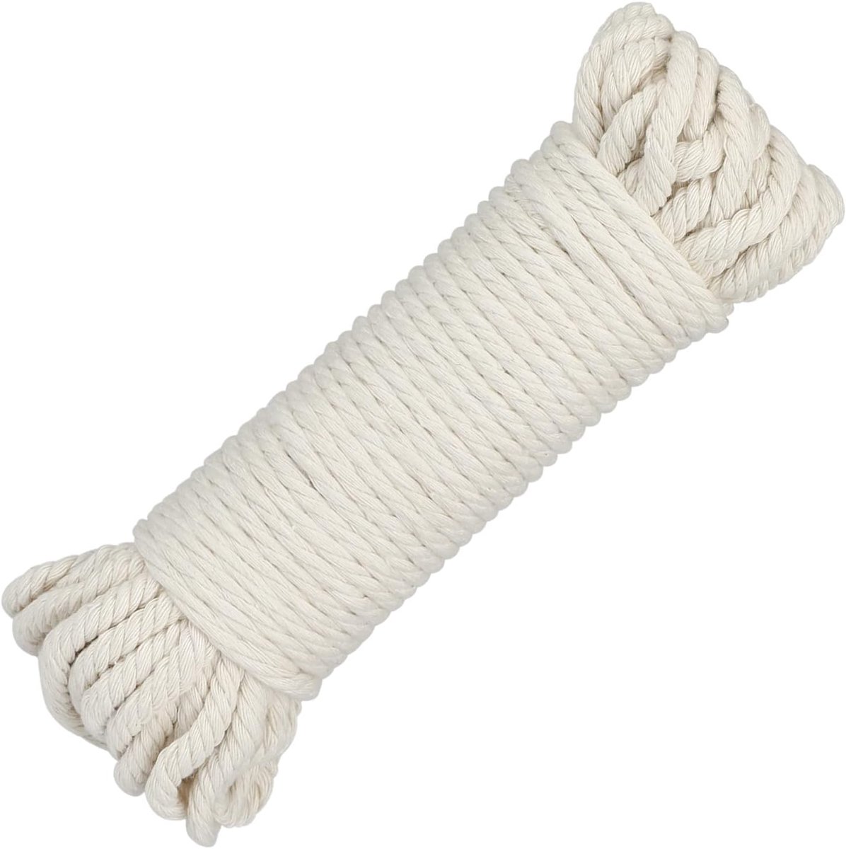 SnelShoppen - Macrame Touw 6 mm 20 Meter, Natuurlijke Katoenen Koord, Dikke Touw voor Creatief Knutselen, Wandhanger, Plantenhanger, Tuinieren, Decora