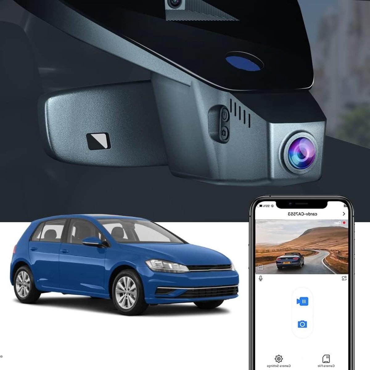 Dashboardcamera - Auto camera - Rijgegevens vastleggen - Geïntegreerde spiegelmontage - 4K UHD resolutie - Zwart