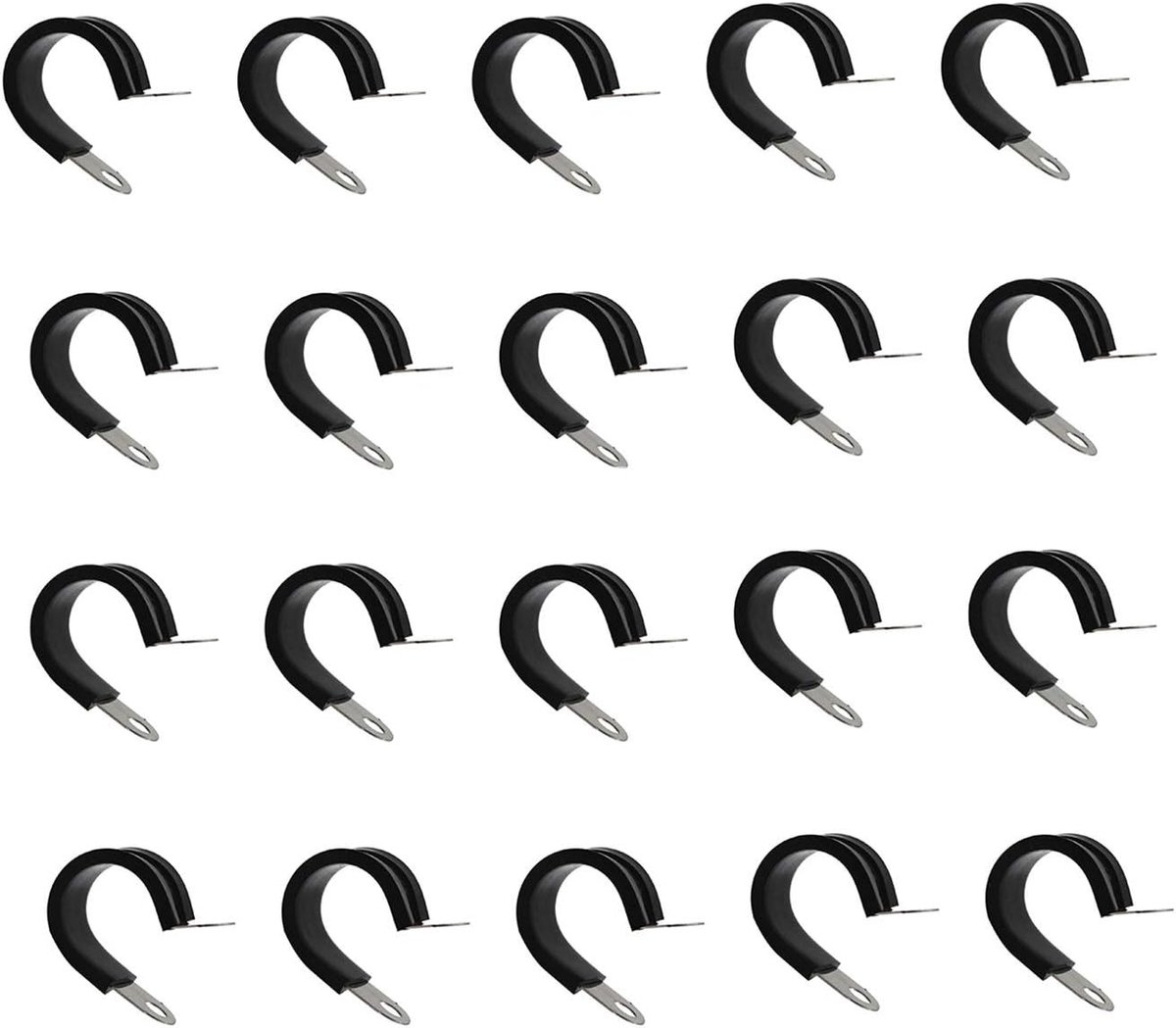 SnelShoppen - 304 R-Type Kabelklem Rubber Geïsoleerde Klem RVS Slang Klem Buisklem Draad Clip Diameter 10mm Set van 20