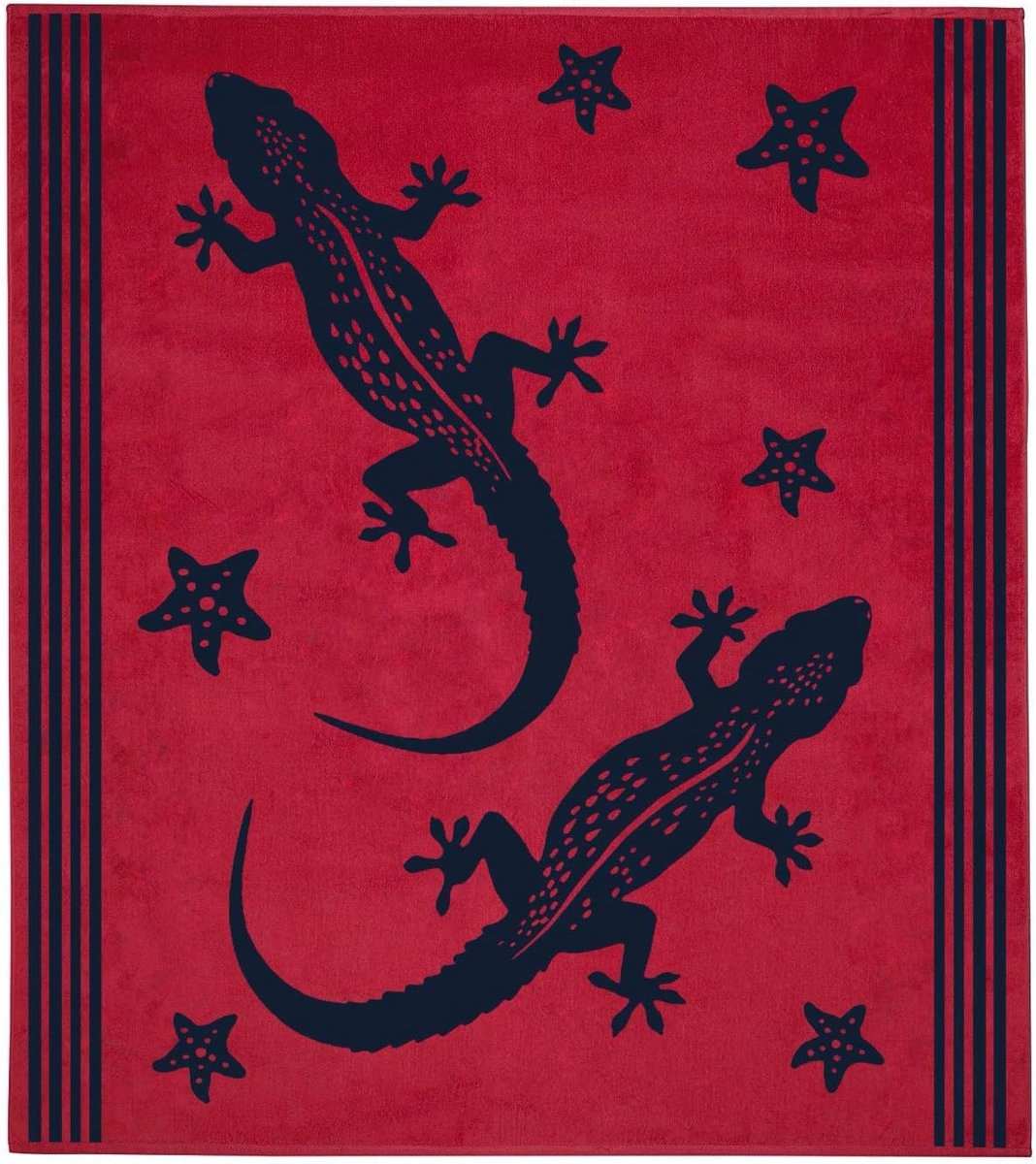 SnelShoppen - XXL Strandhanddoek TROPICAL GEKKO Rood 180x200 cm van 100% Katoen, Hoge Absorptie, Perfect voor Strand, Camping, Zwembad, Vakantie