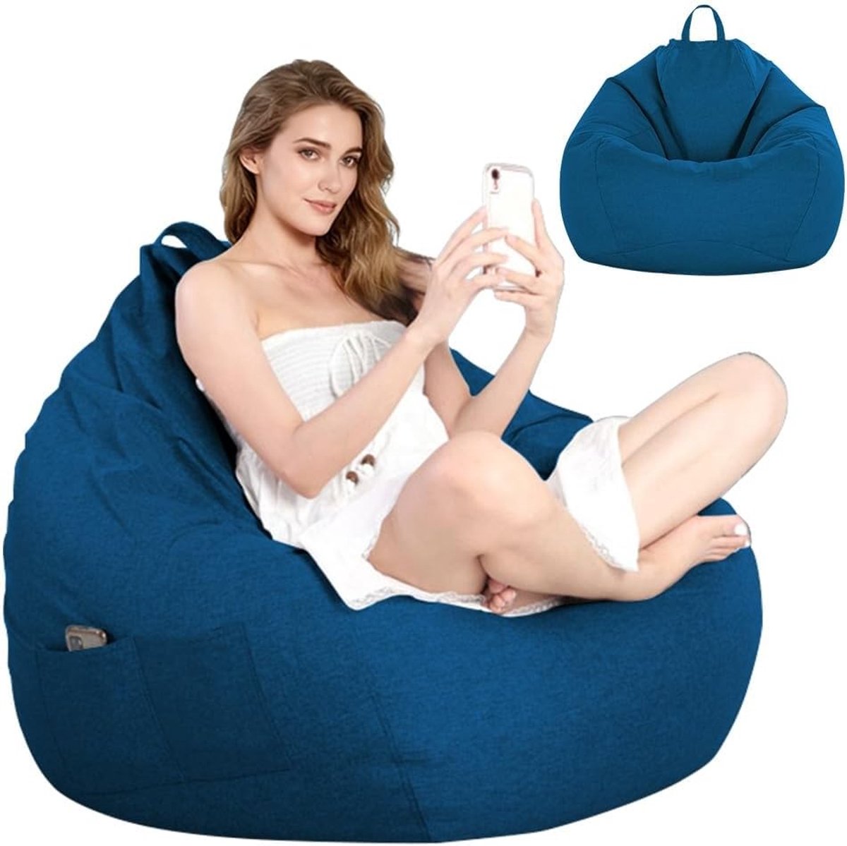 XL Zitzak Hoes in Druppelvorm voor Gaming en Ontspanning - Geschikt voor Volwassenen en Kinderen, Perfect voor Kinderkamer, Sofa en Buitengebruik