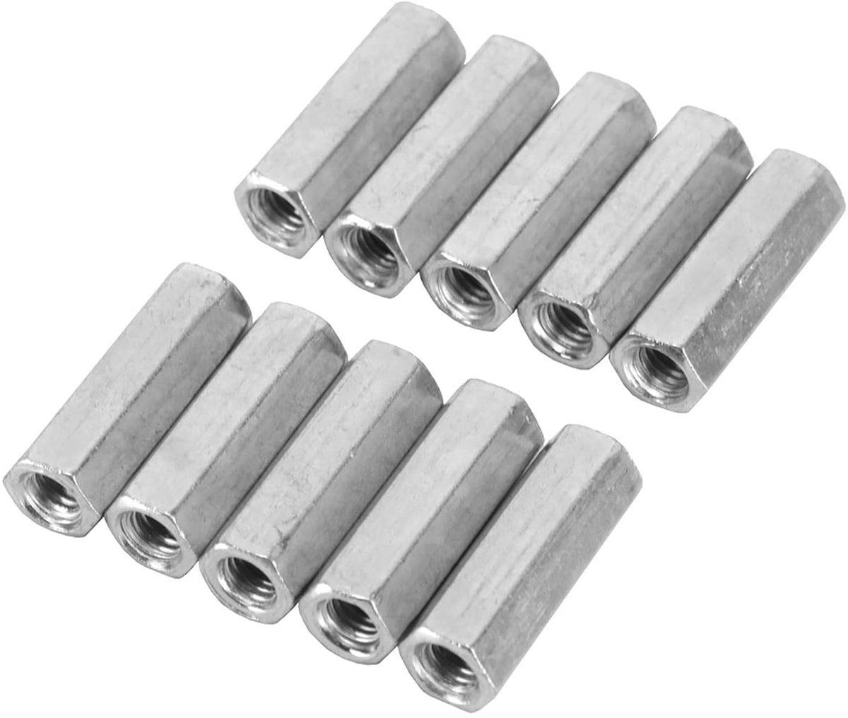 SnelShoppen - 10 Stuks M6 Hex Clutch Moeren Langs Roden, Hexagonale Spacer Draad Bevestigingsmiddelen van Hoogwaardig Carbon Staal (M6x30)