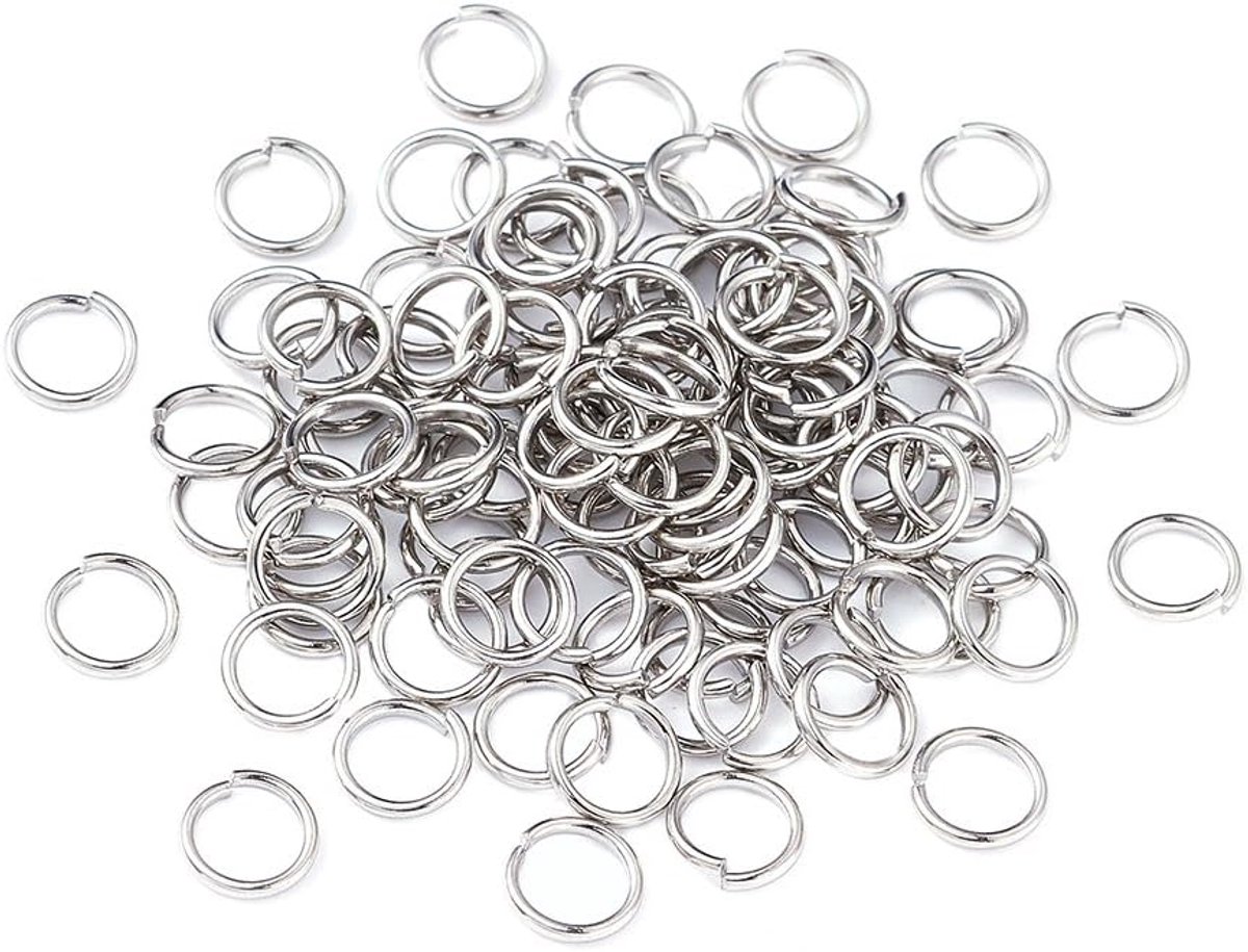 SnelShoppen - 2000 Stuks 6mm Open Springringen van RVS, Hoogwaardige 304 Roestvrij Staal Splitringen voor DIY Sieraden Maken en Repareren