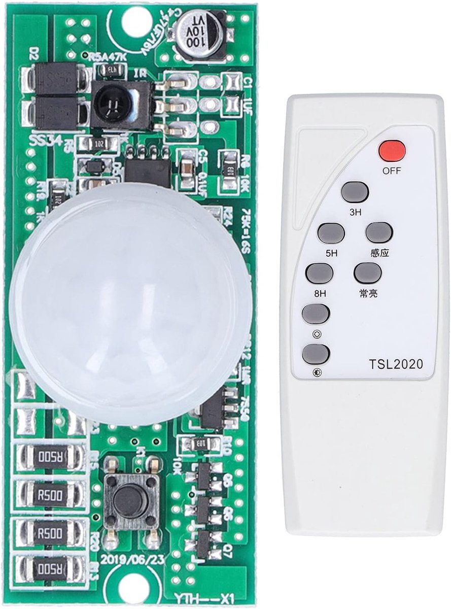 SnelShoppen - Solar Lamp Controller - Lichaamsinductie Straatlamp Controller Module met Afstandsbediening - Zonne-energie Oplaadcontroller 3.2V/3.7V v
