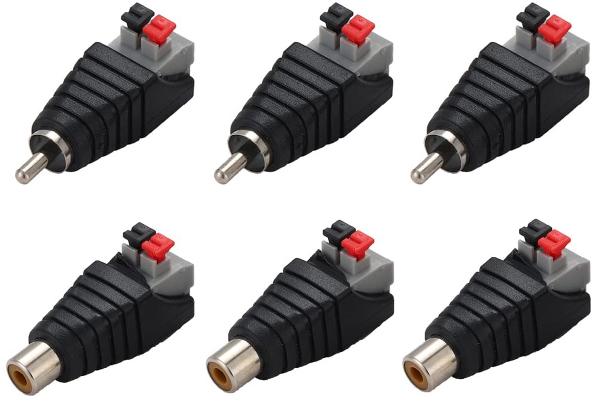 SnelShoppen - 6 Stuks RCA naar Luidspreker Kabel Adapter Subwoofer Phono RCA Mannetje/Vrouwtje AV 2 Schroef Socket Video Audio Koppeling voor CCTV