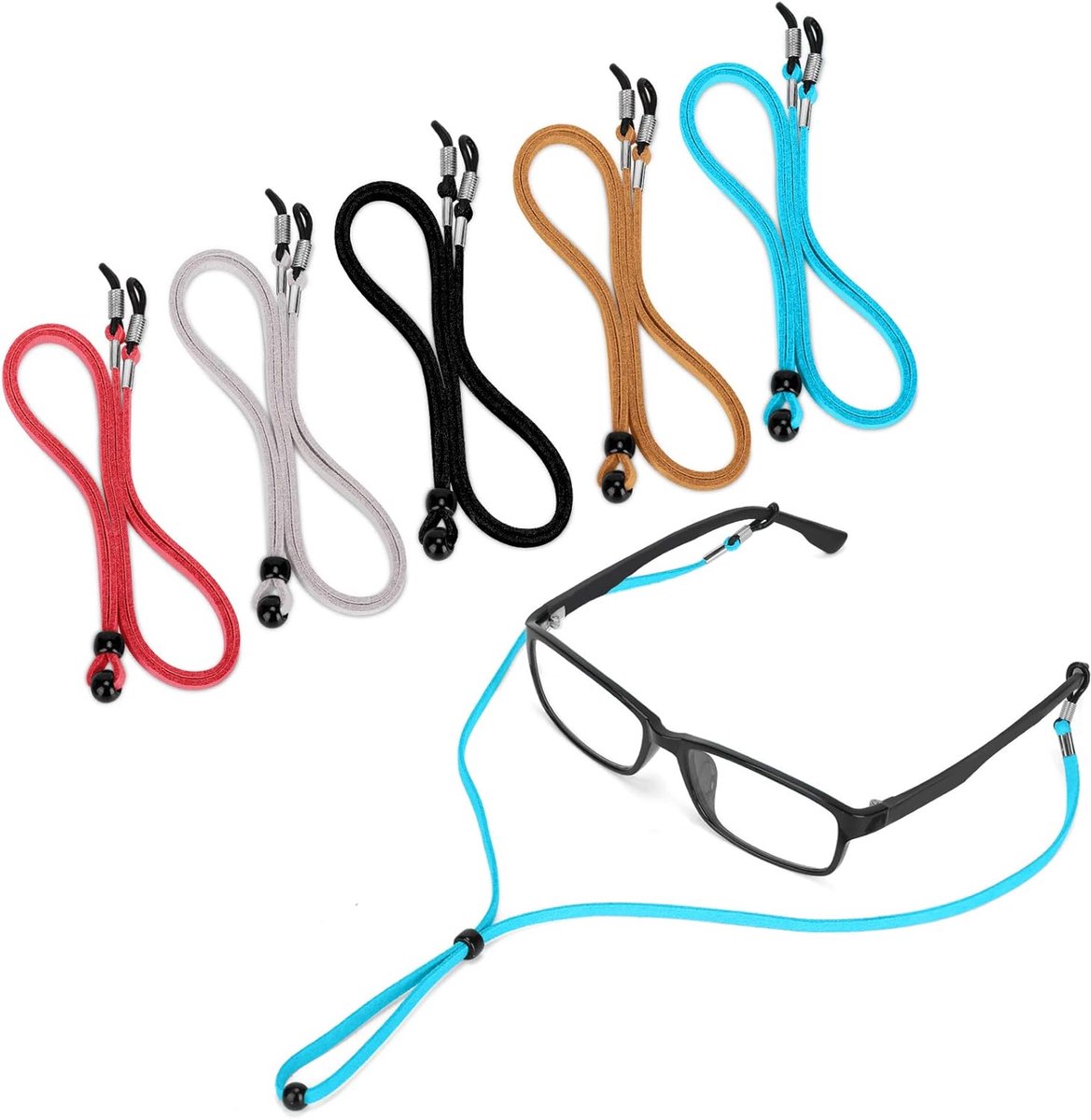 5PCS Premium Leather Eyeglass Straps, LJZspangle Adjustable Eyewear Retainers, Anti-slip Eyeglass Chains Lanyard - ShopVlot
