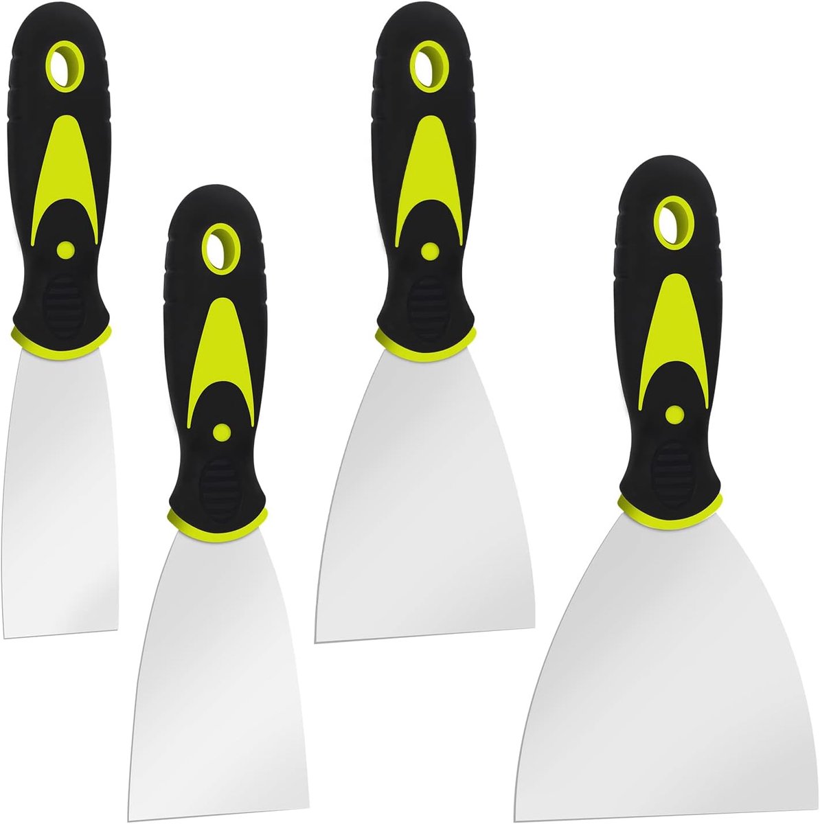 SnelShoppen - 4-delige Spatelset, Rvs Plamuurmessen, Universele Spatula, Plakspatel, Schraper, Paletmes voor Behangen en Schilderen (3.8cm, 6.3cm, 10c