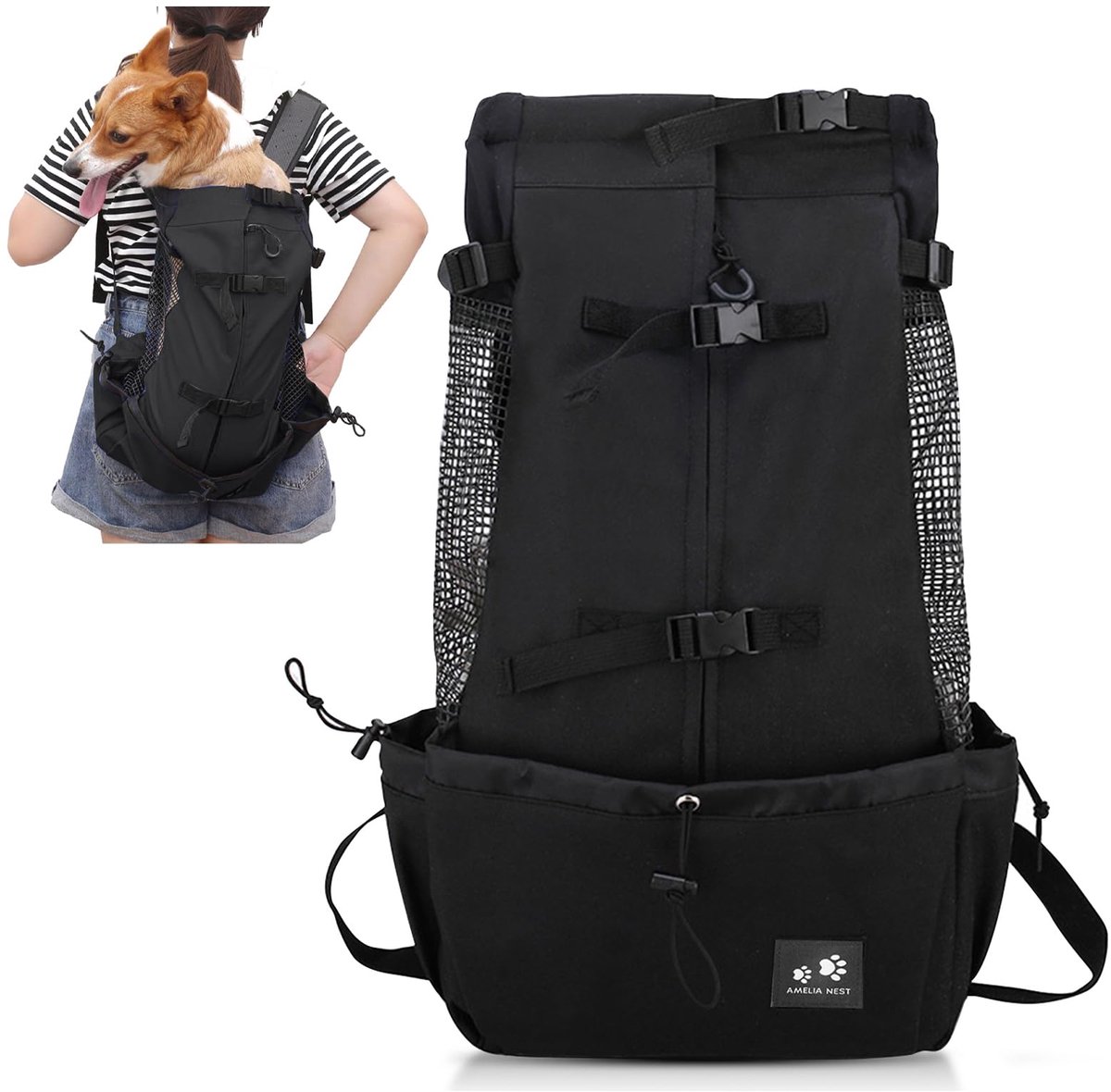 SnelShoppen - Hond Kat Draagtas Rugzak - Ademende Huisdier Draagtas - Verstelbare Rugzak voor Puppy en Kat - Waterdichte Rugzak Tot 5KG - Perfect voor