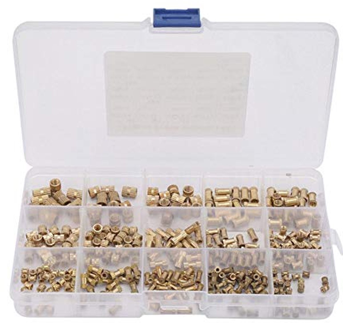 SnelShoppen - 330 Stuks Messing Draad Inserts, Ingebouwde Moeren Set met Transparante Plastic Doos, Knurled Moeren voor 3D Printen en Meer