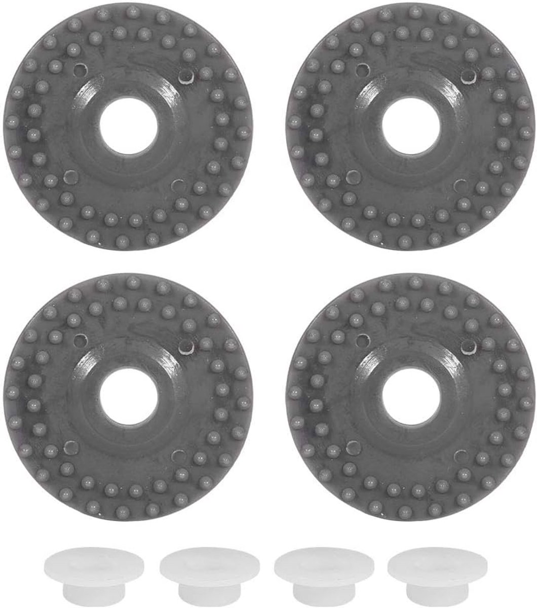 SnelShoppen - Rubberen wielen voor breimachine, reserveonderdelen met 4 rubberen wielen, 4 hengelringen, zilver, compatibel met SK840, SK580, SK270, S