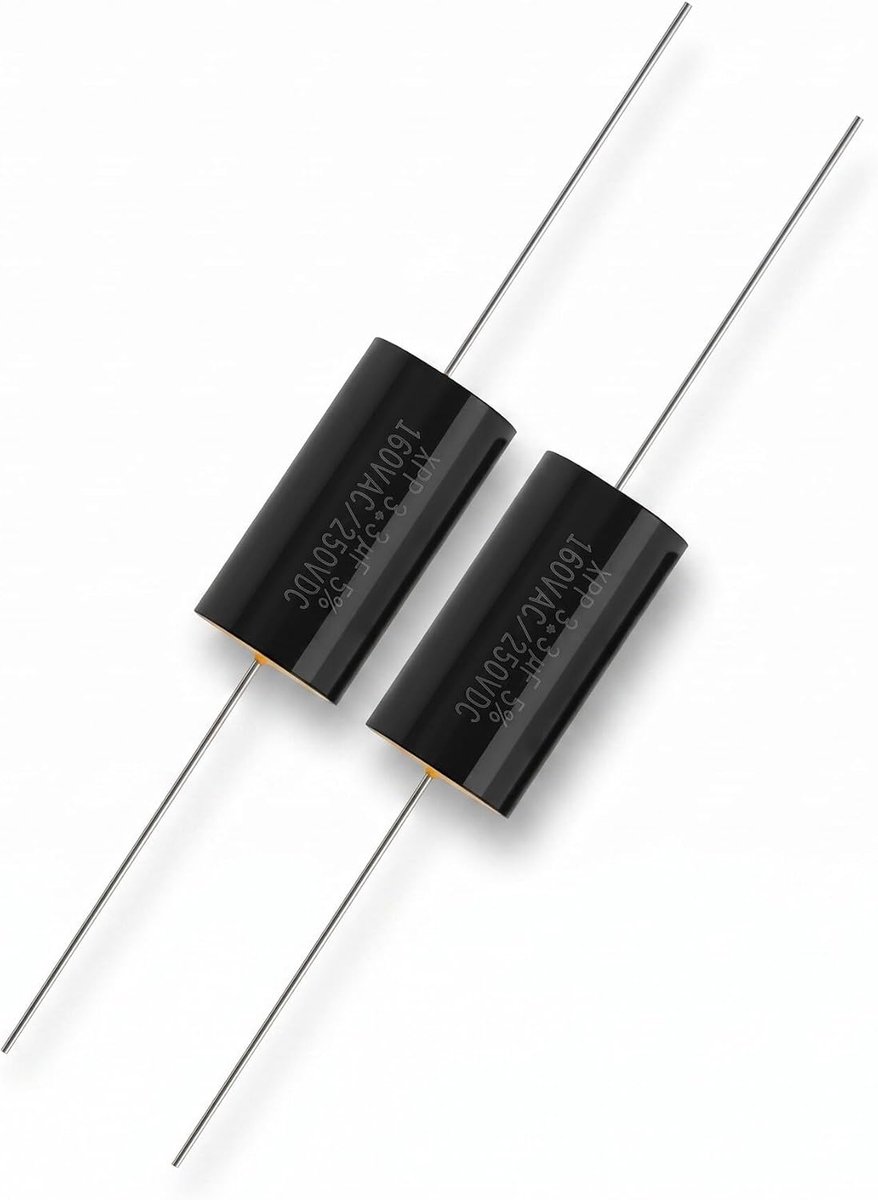 SnelShoppen - 2 x Capacitor Frequentiesplitter, Hi-Fi Capaciteit, Audio Speakers, Crossover Geluidsfilter, Frequentieverdeeler (3.3 UF) voor Auto en T
