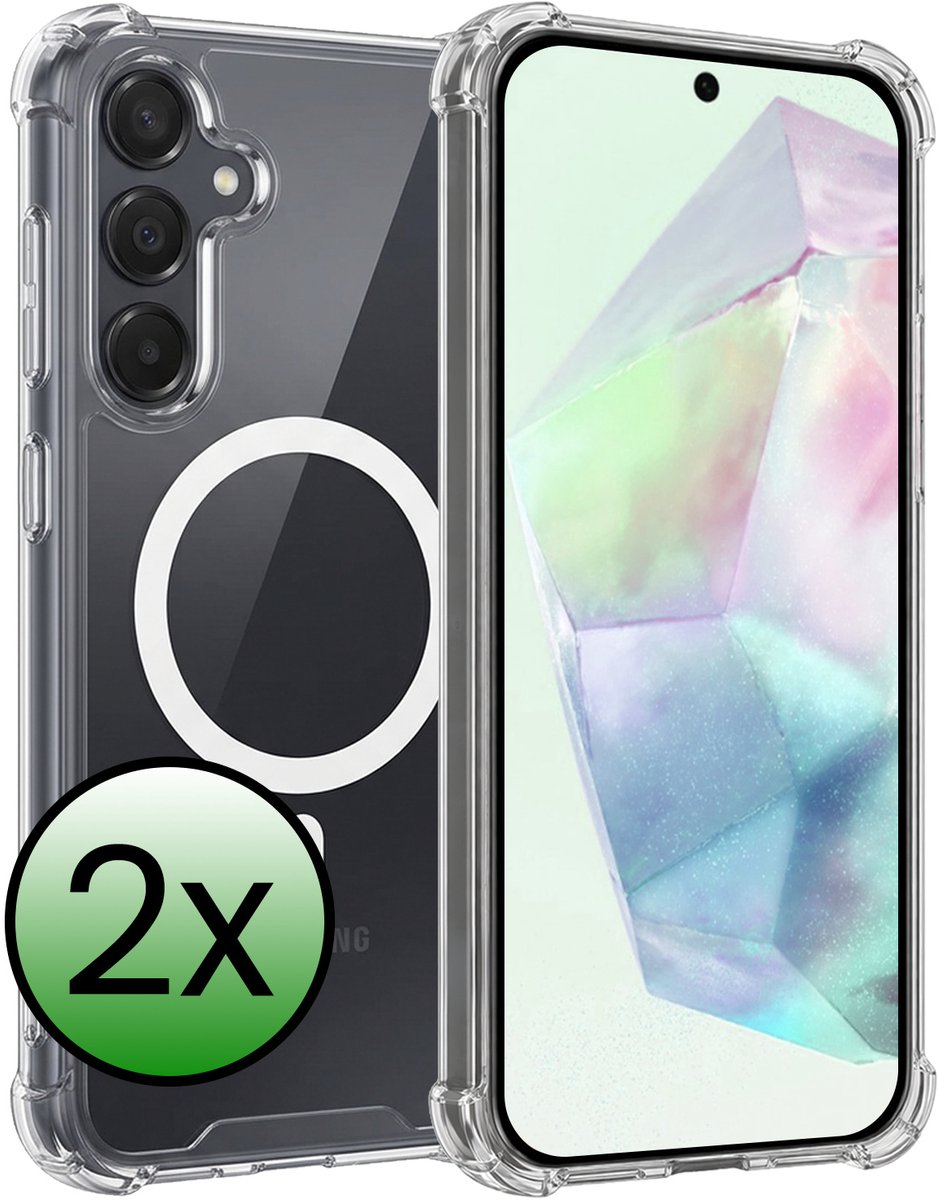 Hoesje 2 Stuks - Geschikt voor Samsung Galaxy A35 - Magsafe Compatible - Sterk & Shockproof - Back Cover - Shock Proof Case - Telefoon Hoes - Transparant