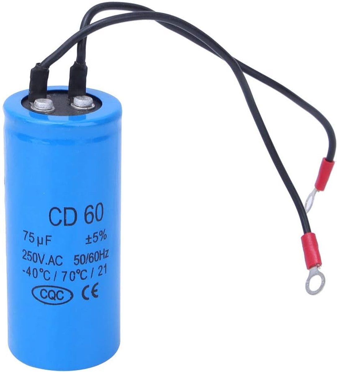SnelShoppen - 75uF 250V AC Ronde Capacitor, CD60 75MFD Startcapacitor voor Waterpomp, Wasmachines, Koelkasten, Aircompressoren, Huishoudelijke Apparat