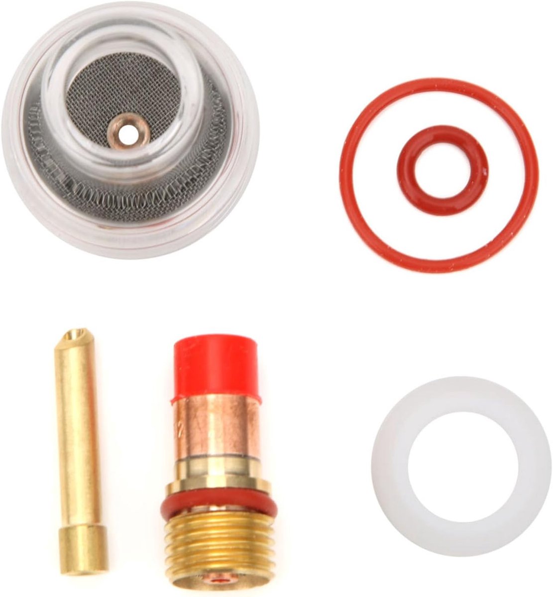 SnelShoppen - Gas Lens Ring en Glazen Bekken voor TIG Lassen, Argon Booglassen Accessoires, Inclusief Collet en Collet Lichaam - Voor WP-17/18/26 Lasb