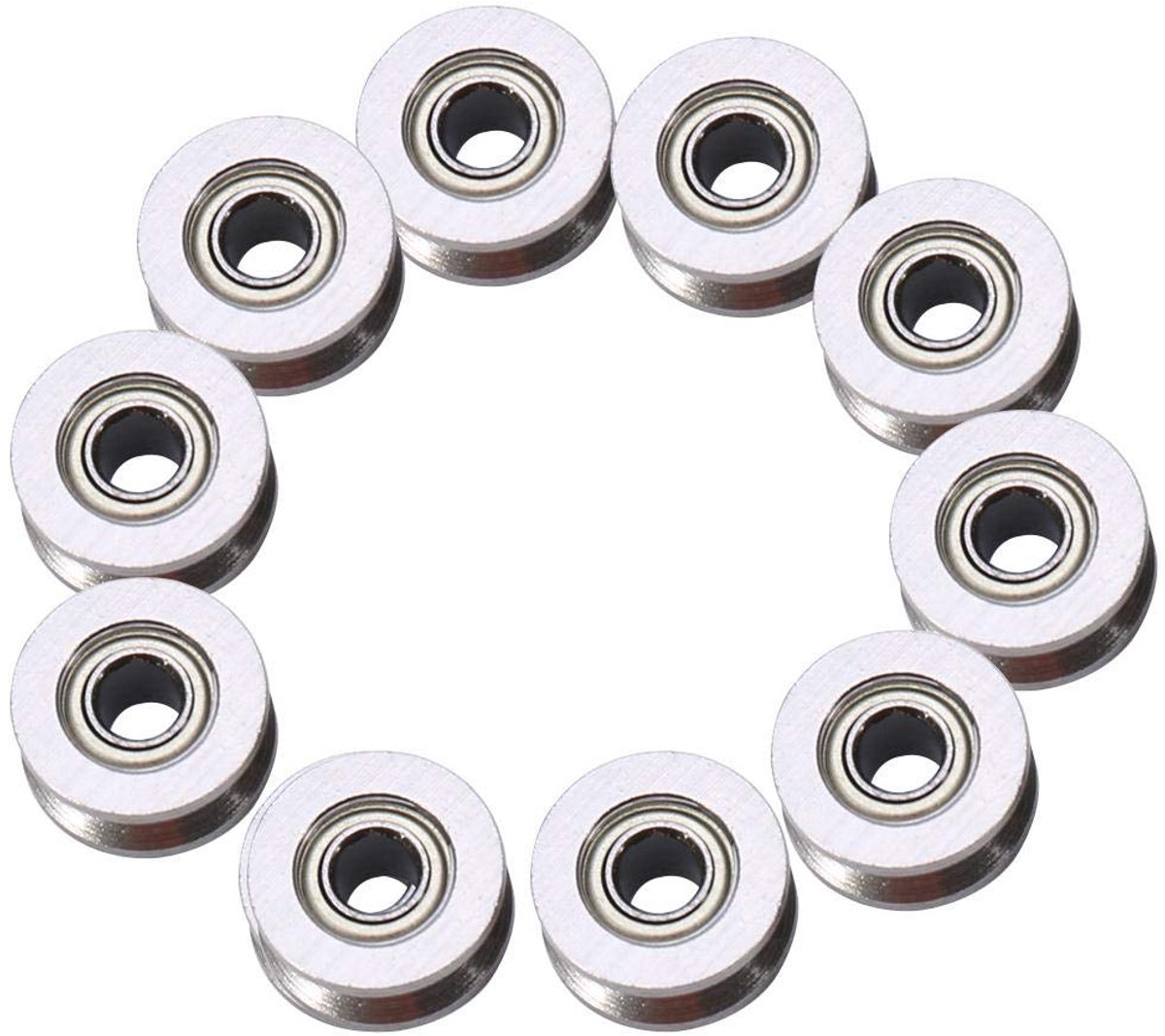 SnelShoppen - V-Groef Lager, 10 Stuks V624ZZ Diepe Metaal V-Groef Gids Rolletjes voor Rail Systeem voor Lineaire Beweging 4x13x6mm