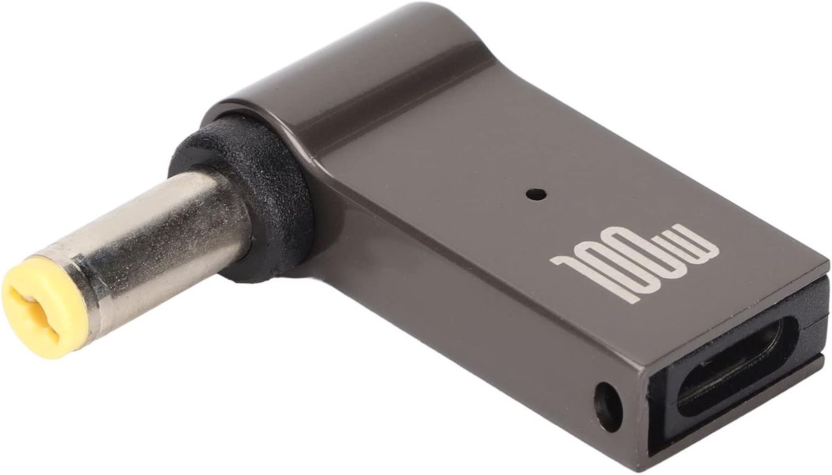 USB-C naar DC 20V 5.5X1.7mm adapter - PD slim tip - 90 graden hoek - ideaal voor laptop opladen - ShopVlot