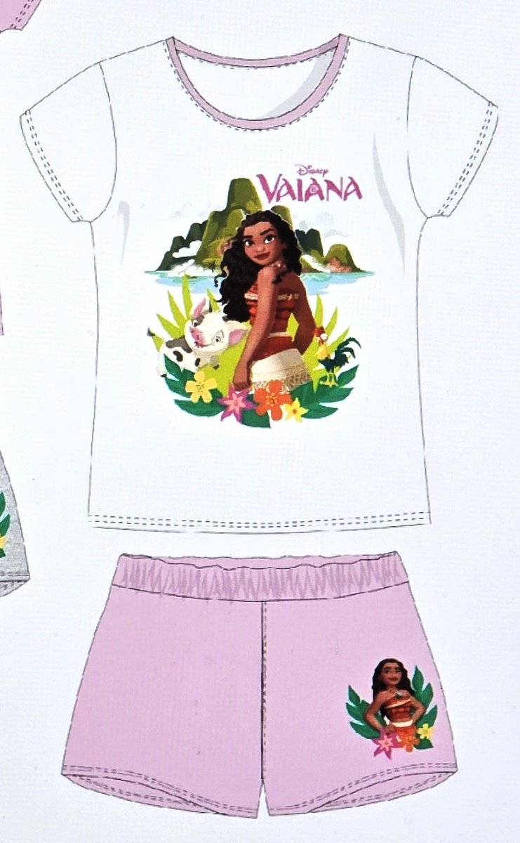 Disney Vaiana Shortama Wit Roze Maat 110