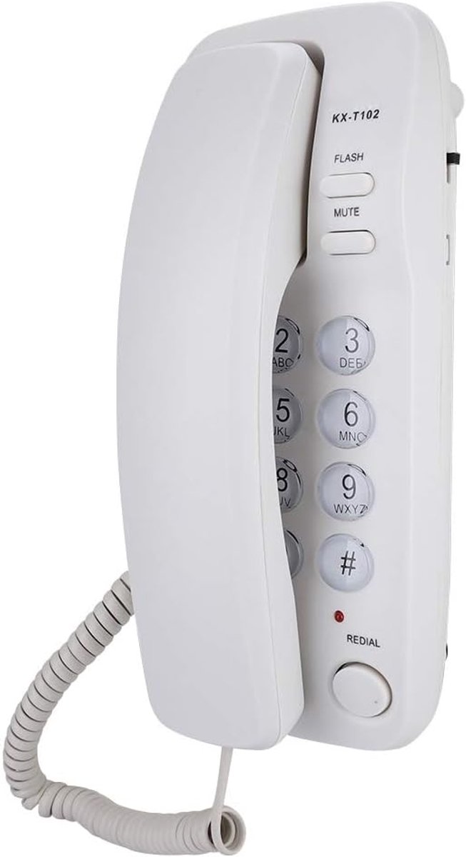 SnelShoppen - Wandtelefoon met Bedraad Toestel, Compacte Telefoon met Herhaalfunctie, Analoge Telefoon voor Thuis, Kantoor en Hotel, 2 Kleuren