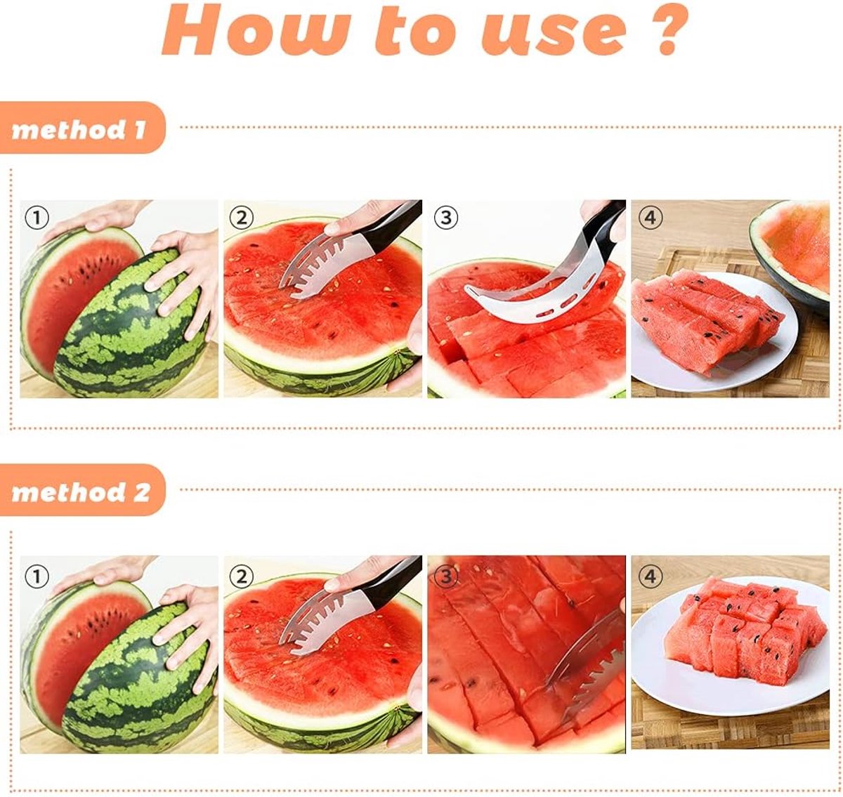 Watermelon Cutter, Stainless Steel Knife, Watermelon Cutter with Hook Knife, Melon Cutter, Dragon Fruit, Fruit Cutter - ShopVlot