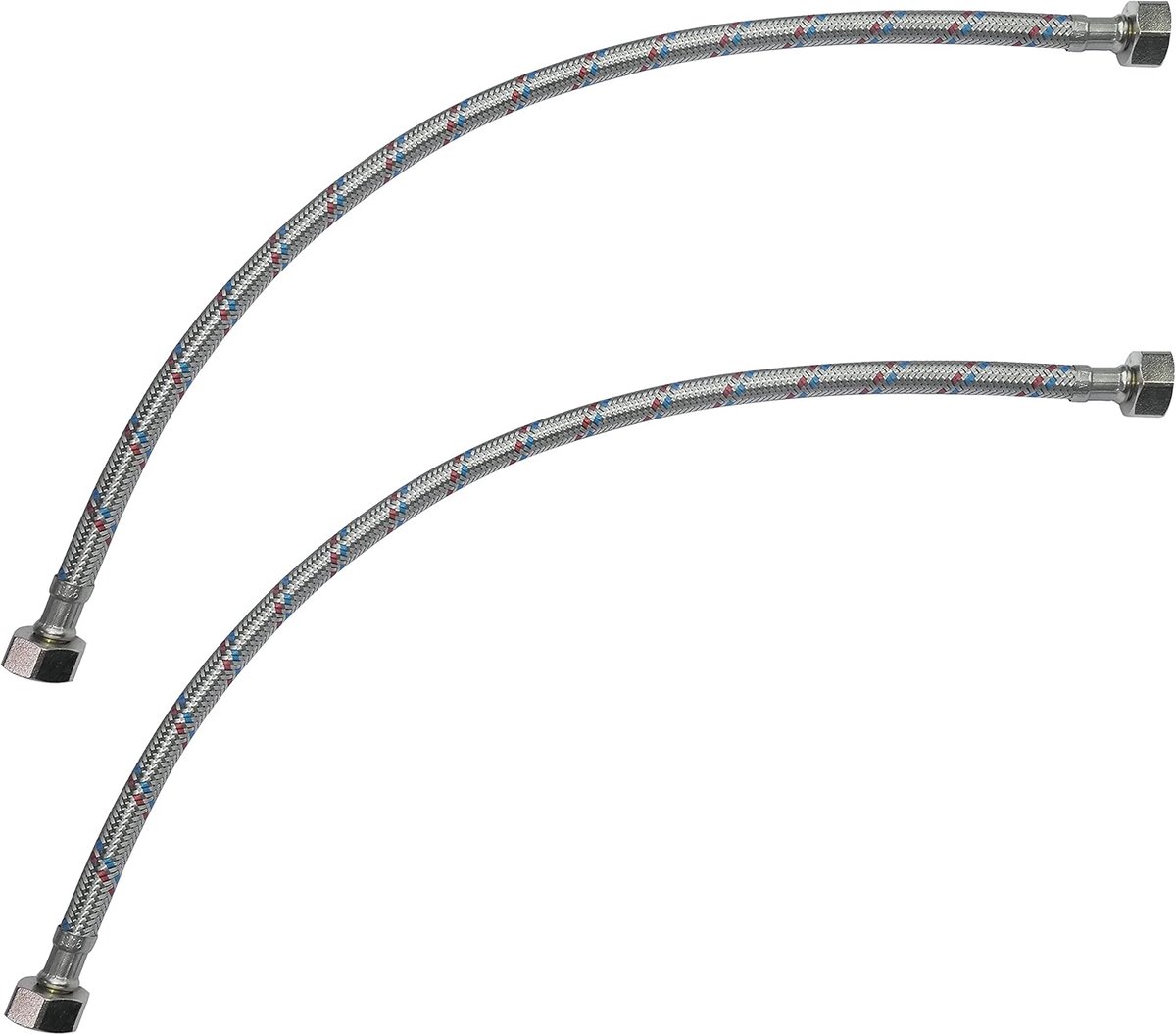 SnelShoppen - Set van 2 Flexibele Aansluitslangen 500 mm - 1/2" Vrouwelijk/Vrouwelijk - Keuken en Badkamer Mixkraan Waterleiding