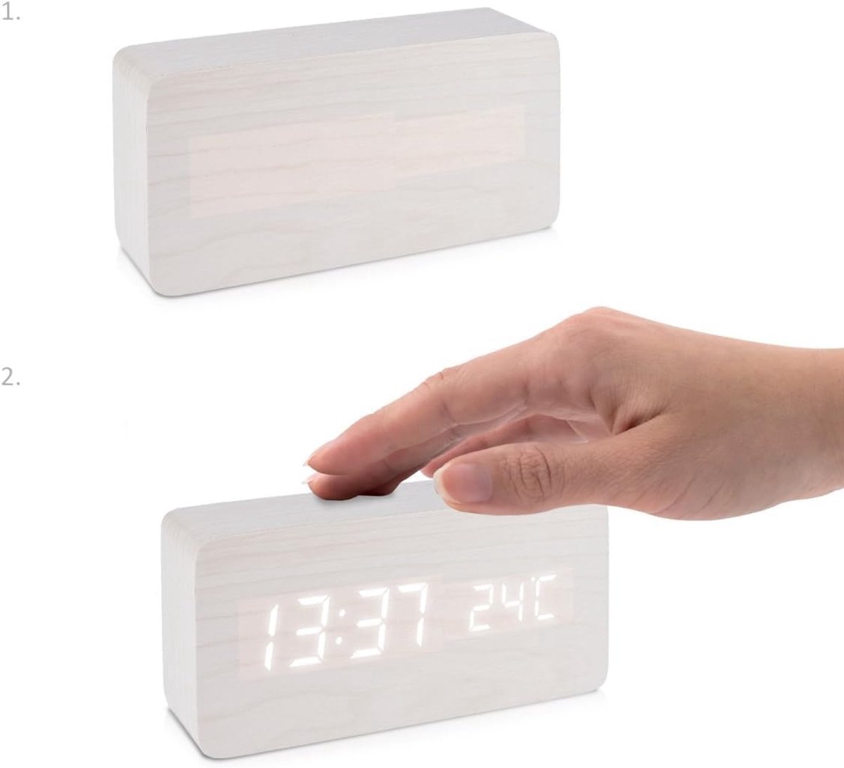 SnelShoppen - Houten Digitale Elektronische Alarmklok, Cube Klok met Grote LED Display, Alarmfunctie, Temperatuurweergave, Ideaal voor Slaapkamer, Kan