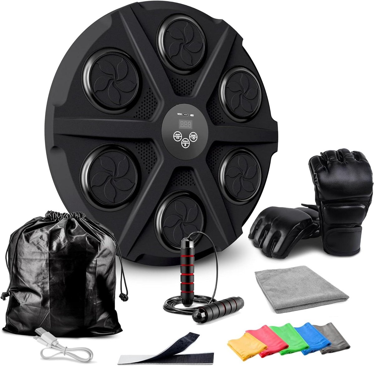 Smart Music Boksmachine - Interactieve Boxmuur - Fitness Thuis - Bluetooth App Bediening - 12 Niveaus - Zwart Blauw