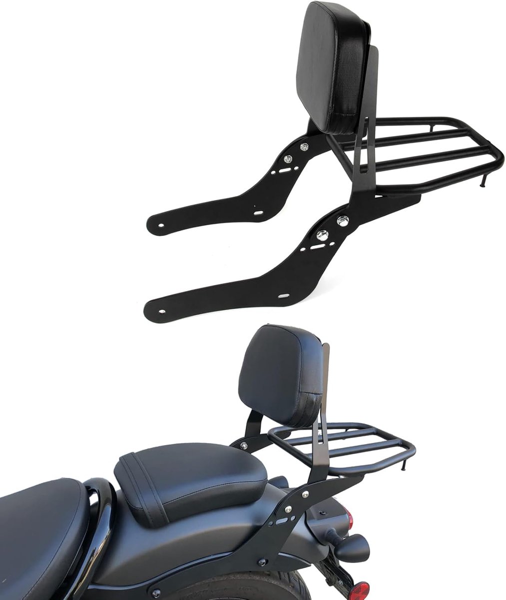 Motorfiets rugsteun zitkussen met bagagedrager - zwart staal - passend voor Rebel CMX500 CMX300 2017-2025 - ShopVlot