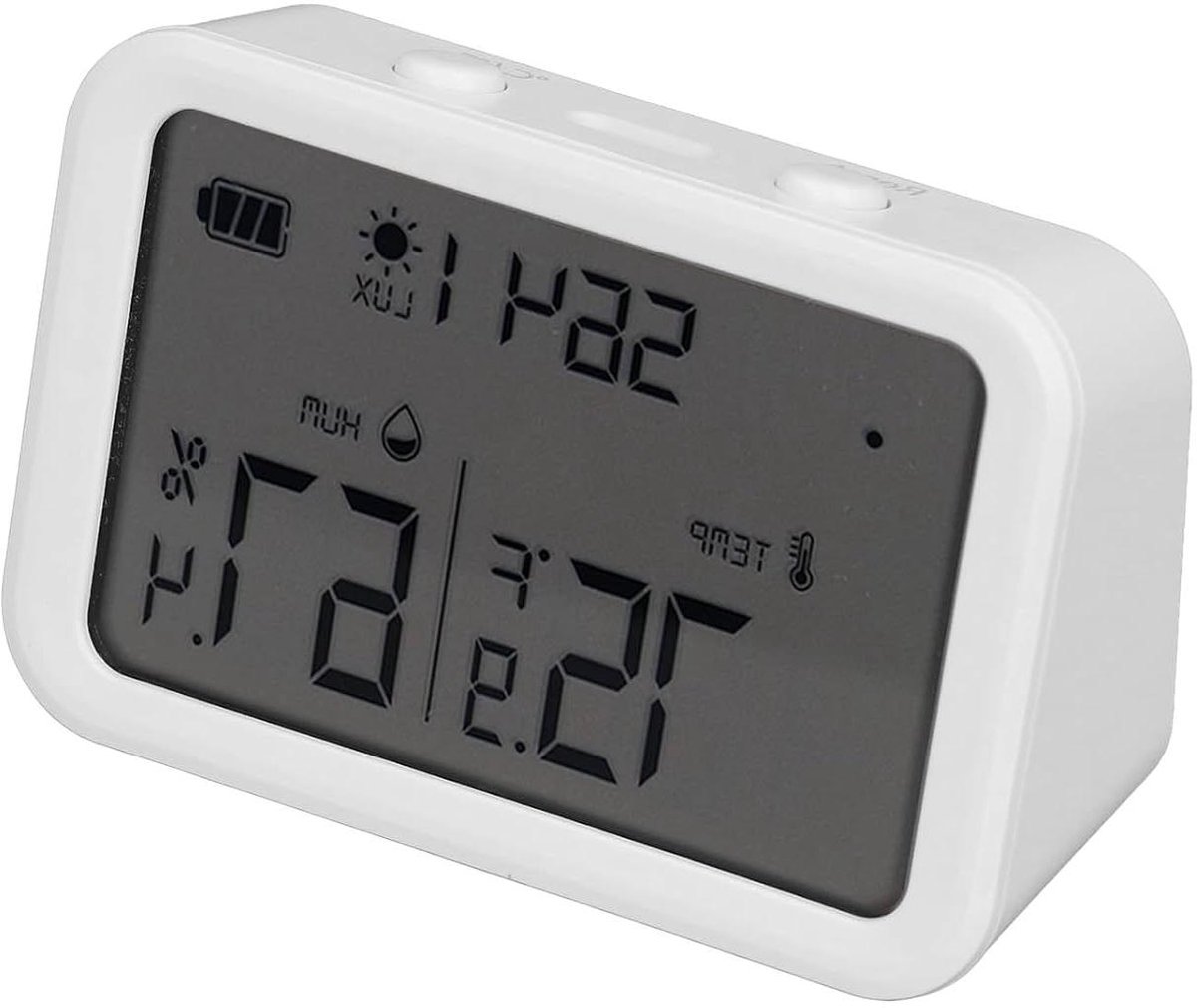 Slimme WiFi Thermometer Hygrometer - Temperatuur Vochtigheidssensor - Binnenklimaat Monitoren - Lichtsterkte Detectie - 10 Centimetres - Wit