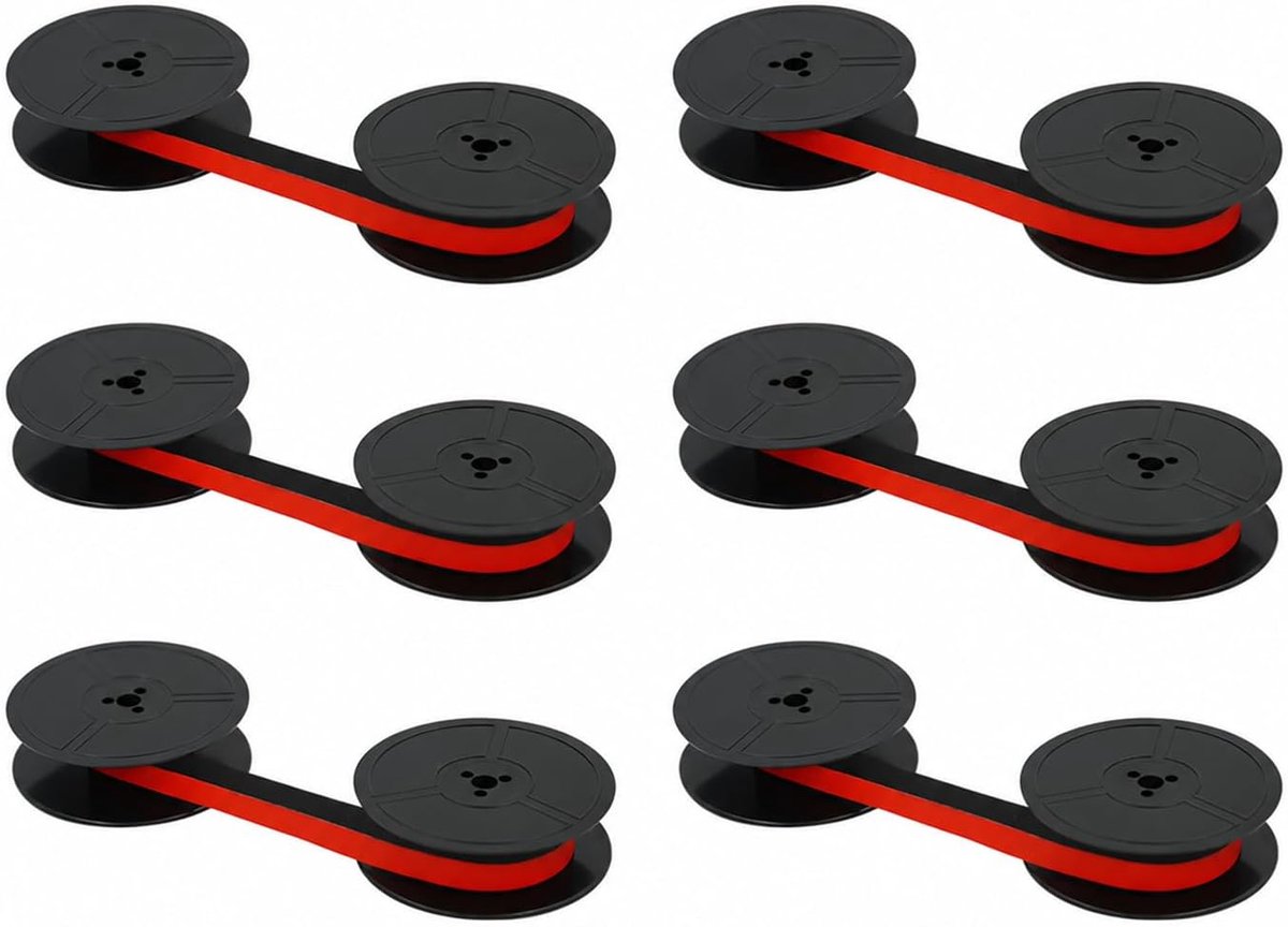 Typewriter inktlint GR1 - Rood & zwart - 6 stuks - Perfect voor Olympia typewriter - SnelShoppen