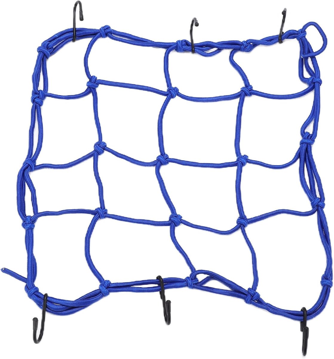 SnelShoppen - Bungee Luggage Net Elastisch Nylon Bagagenet met Haken 30 x 30 cm voor Fietsen, Motoren en Elektrische Voertuigen (Blauw)