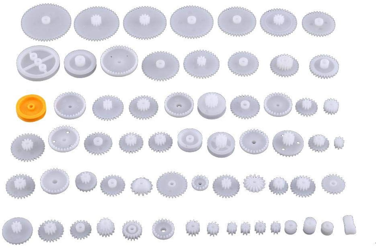 SnelShoppen - 1 Set Tandenwiel Katrollen Kits Plastic Riem Schroeven Set Gears DIY Model Onderdelen 64 Soorten Snelheidsset
