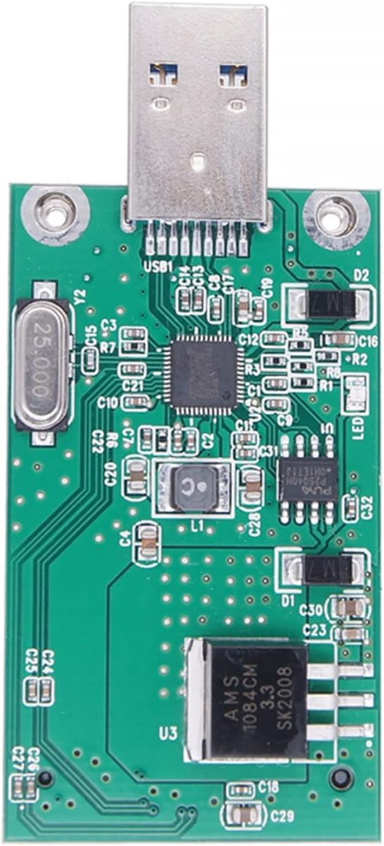 mSATA SSD Adapter - Harde Schijflezer Converter - Data Overzetten - USB 3.0 Interface - 50mm - Zwart