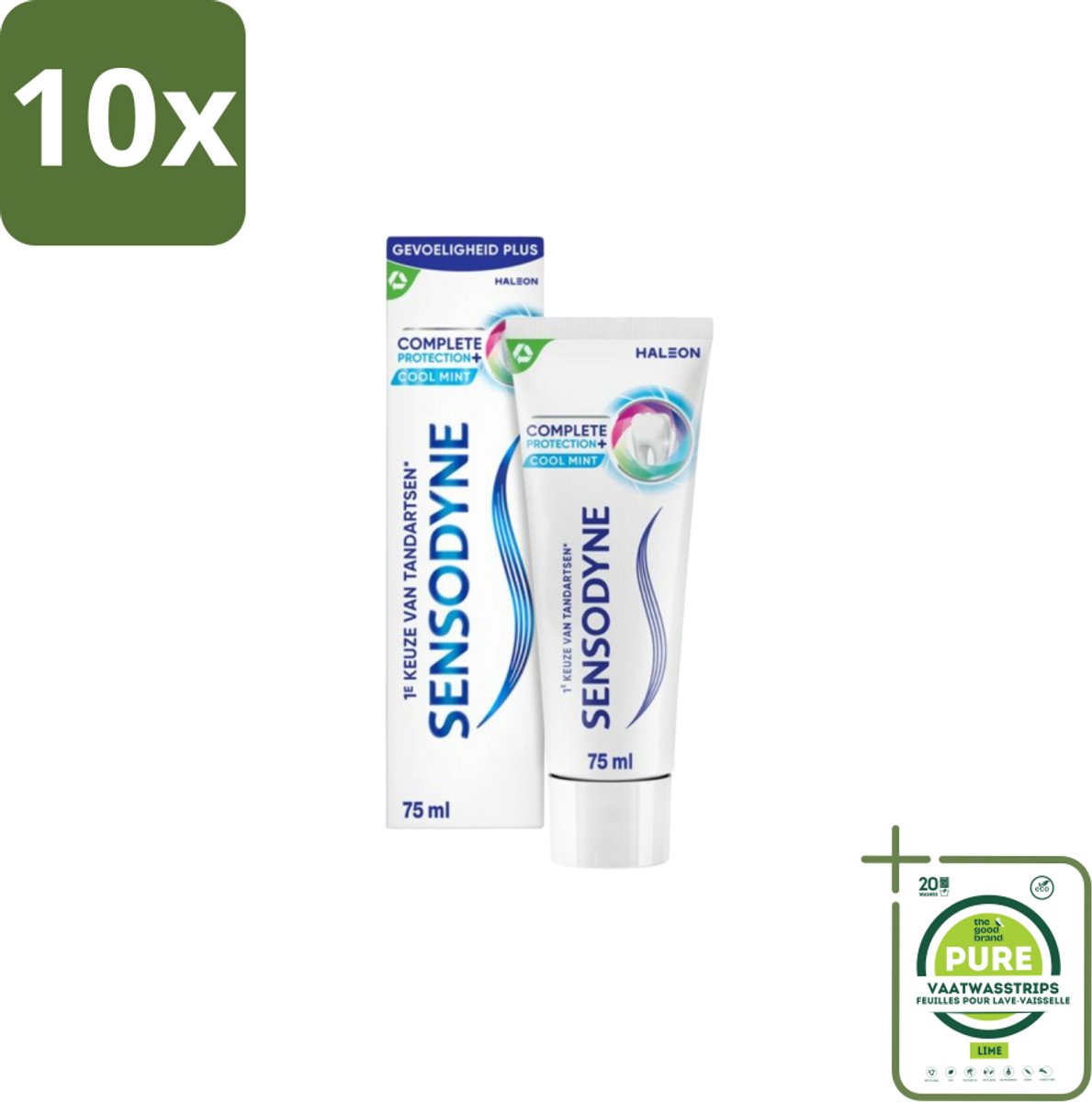 10 x Sensodyne - Tandpasta - Complete Protection + Cool Mint - Koele Munt - 75 ml - Grootverpakking - Tandpasta Gevoelige Tanden - Tandgevoeligheid - Sensodyne - Complete Protection - Cool Mint