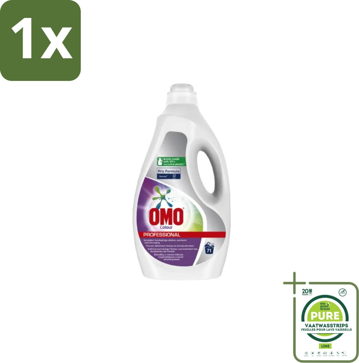 1 x Omo Professional – Vloeibaar Wasmiddel – Color – 71 Wasbeurten – Pro Formula – 5 L - Kleurbescherming - Vlekverwijdering - Enzymatisch Wasmiddel - Professioneel Wasmiddel - Wasmiddel Voor Gekleurd Textiel