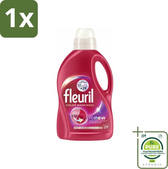 1 x Fleuril – Wasmiddel - Color – 29 wasbeurten – 1,305 L - Kleurbehoud - Wasmiddel Voor Gekleurde Kleding - Vlekverwijdering - Wasmiddel Voor Textiel - Wasmiddel Voor Delicate Stoffen