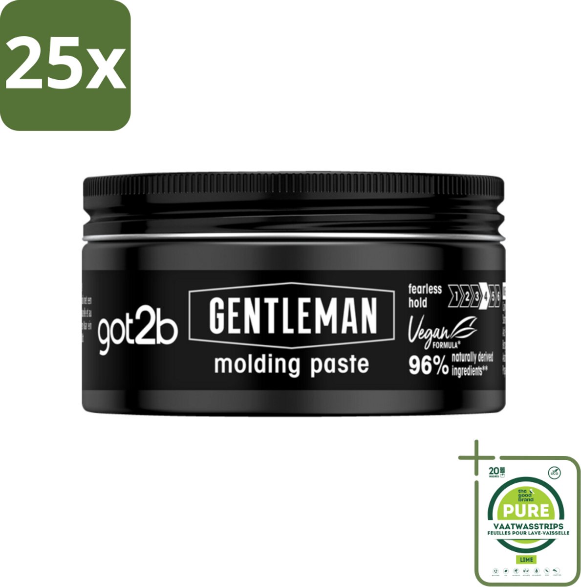 25 x Got2B - Molding Paste - Gentleman - 100 ml - Grootverpakking - Haarmodel - Stijlvolle Look - Natuurlijke Finish - Hold - Haartype