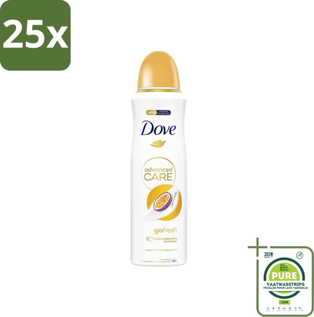 25 x Dove – Deodorant Spray – Go Fresh Passievrucht – 200 ml - Grootverpakking - Anti-transpirant - Deodorant Spray - Passievrucht - Zweetbestendig - Frisheid