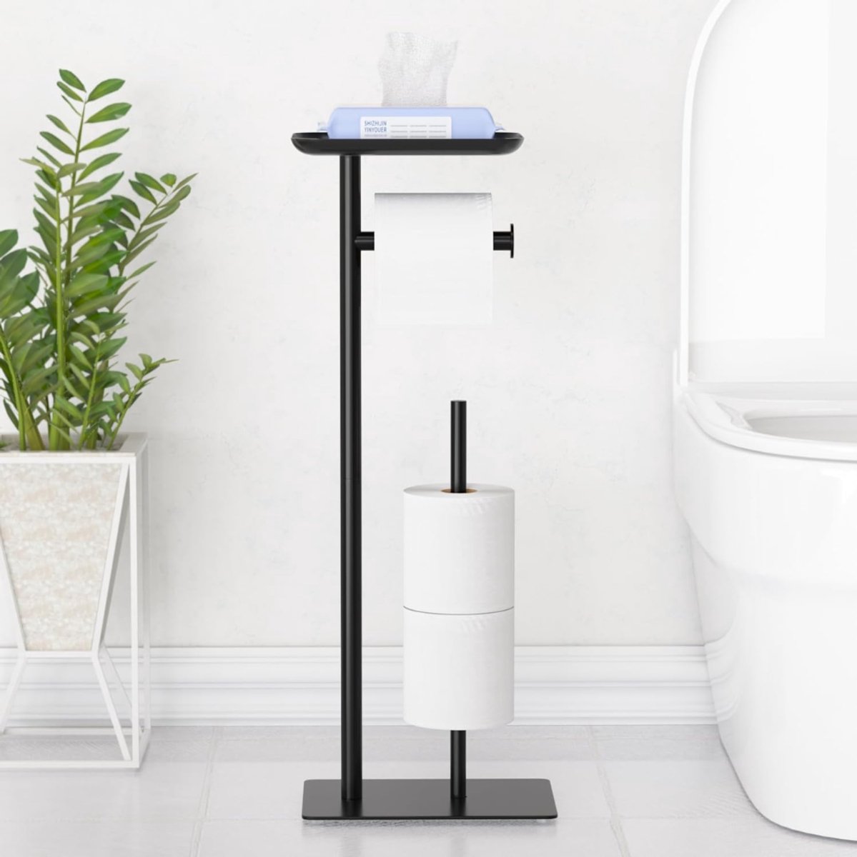 ZRNS® Toiletbutler - Toiletrolhouder - Toilet Butler - Met Plank - Zwart
