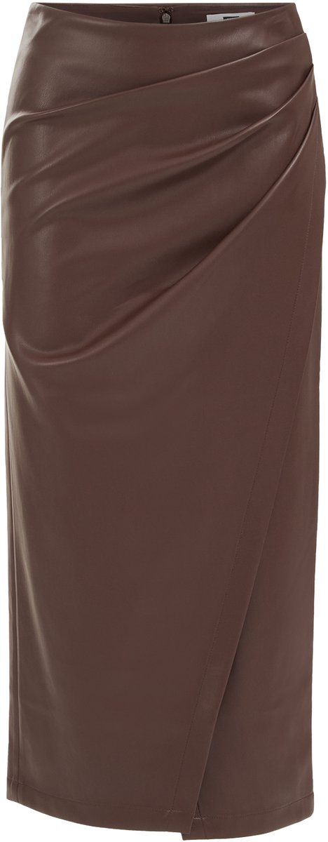 WE Fashion Dames midi rok van imitatieleer met plooidetail