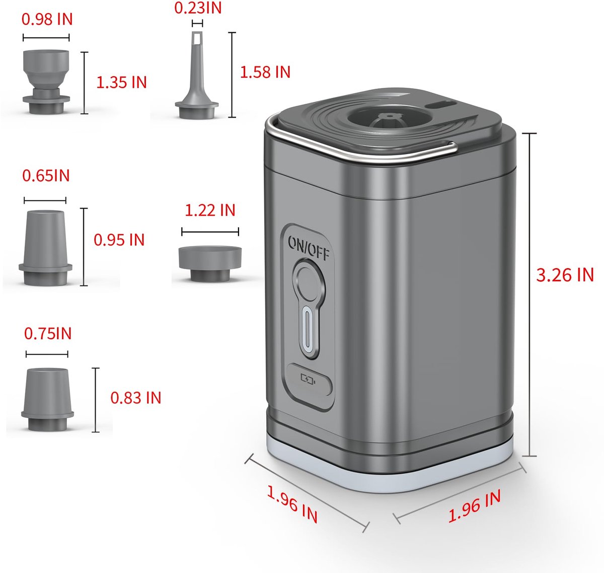 SnelShoppen - Draagbare Luchtpomp voor Luchtbedden, 3-in-1 Campingpomp met 2400 mAh Batterij en LED-Lamp, Snel Opblazen en Leeg Laten Lopen voor Slaap