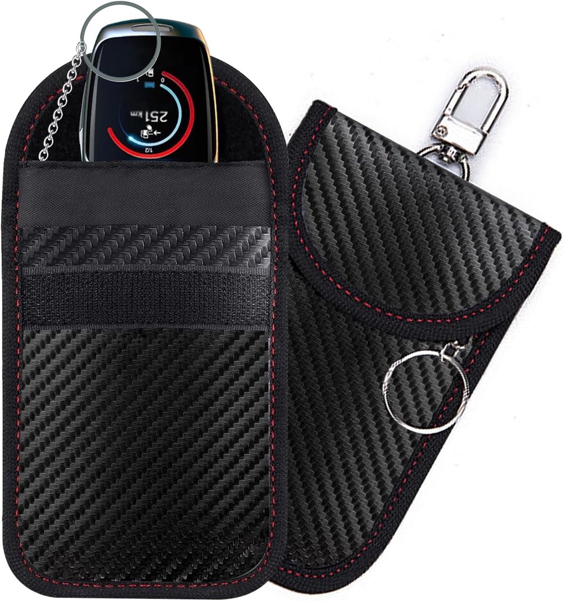 Anti-Diefstal Signal Blocker Pockets, 2 Pack Beschermhoes voor Sleutelhanger, Keyless Toegang en Voertuigbeveiliging