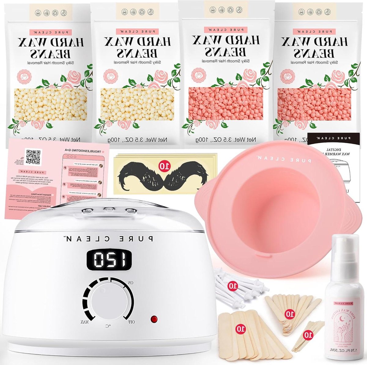 Wax Verwarmer Set - Ontharingsapparaat - Huidverzorging Thuis - Snelle Opwarming - 54 Delen - Wit