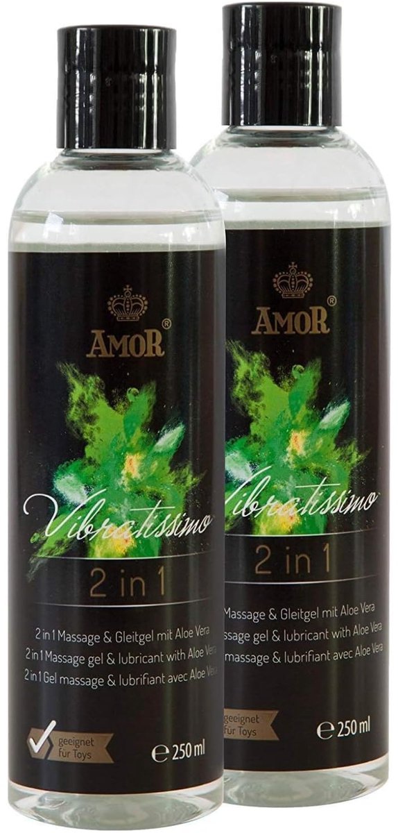 Vibratissimo 2-in-1 Play Gel 2x250 ml I Liefdes- & Glijmiddel met Aloë Vera I Watergebaseerde Glijmiddelen I Glijmiddel Gel geschikt voor Siliconen Speeltjes & Latexcondooms I water gebaseerde smering