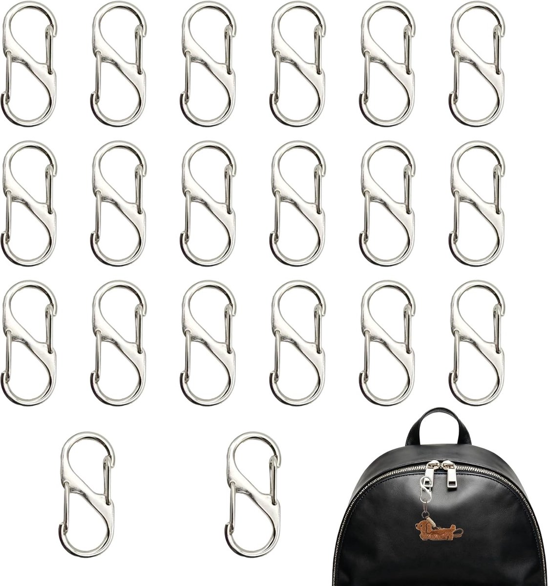 20 Mini Carabiner Haakjes - Lichtgewicht Sleutelhanger Clips - Compacte Haak voor Camping en Dagelijks Gebruik