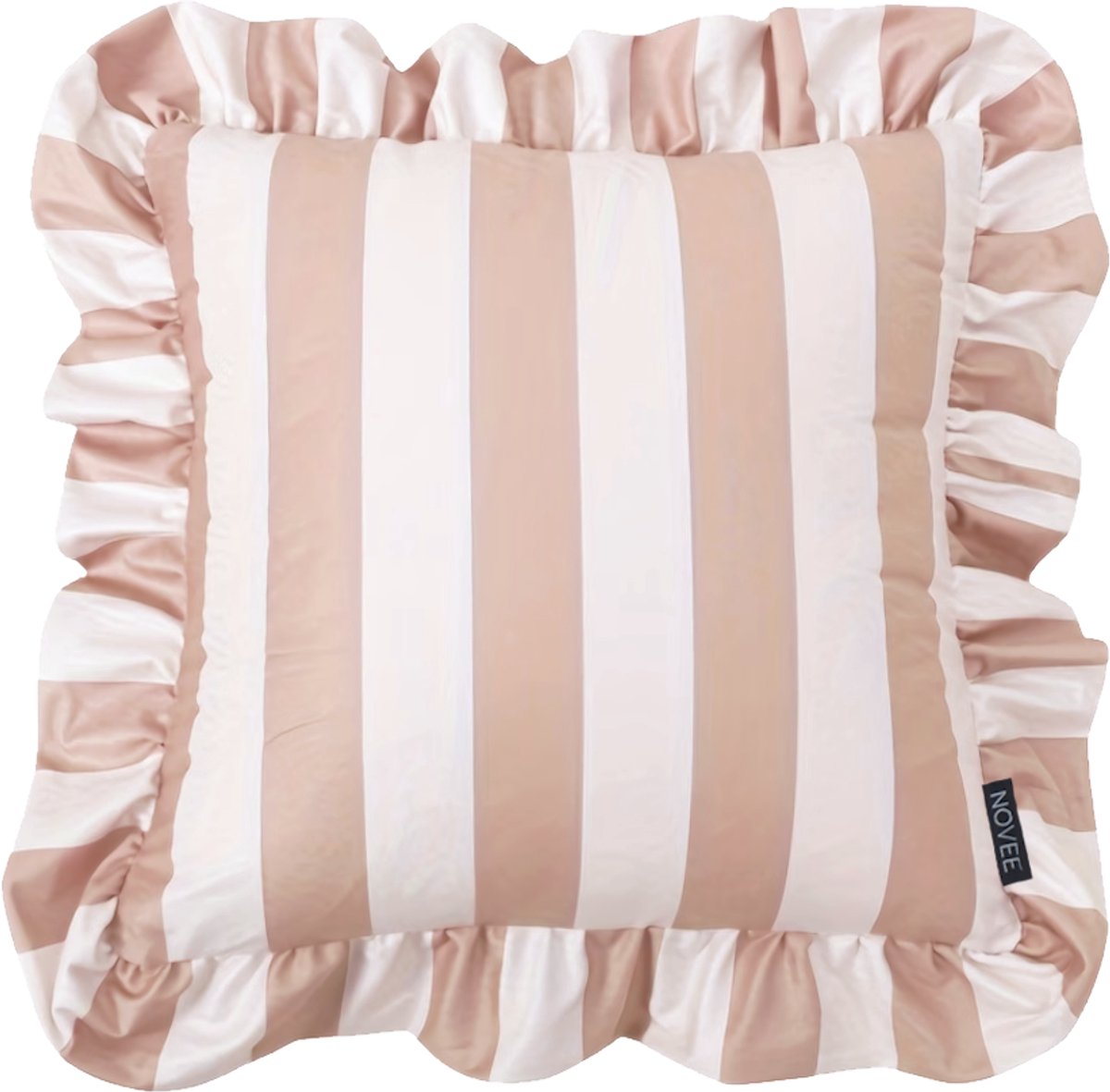 NOVÉE Sierkussen Ruffles Stripe Beige/Creme | 45x45 cm | Katoen/Polyester