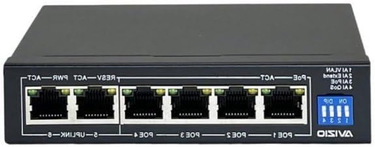 Netwerk Switch - Ethernet Hub - Internet Verbinding - PoE Ondersteuning - 4 Poorten - Zwart