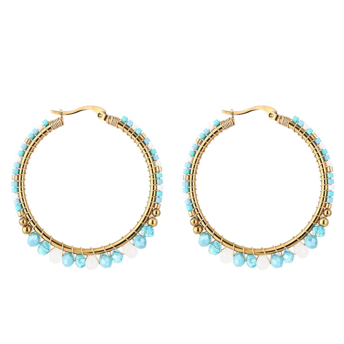 Michelle Bijou Oorbellen Kralen Rond blauw