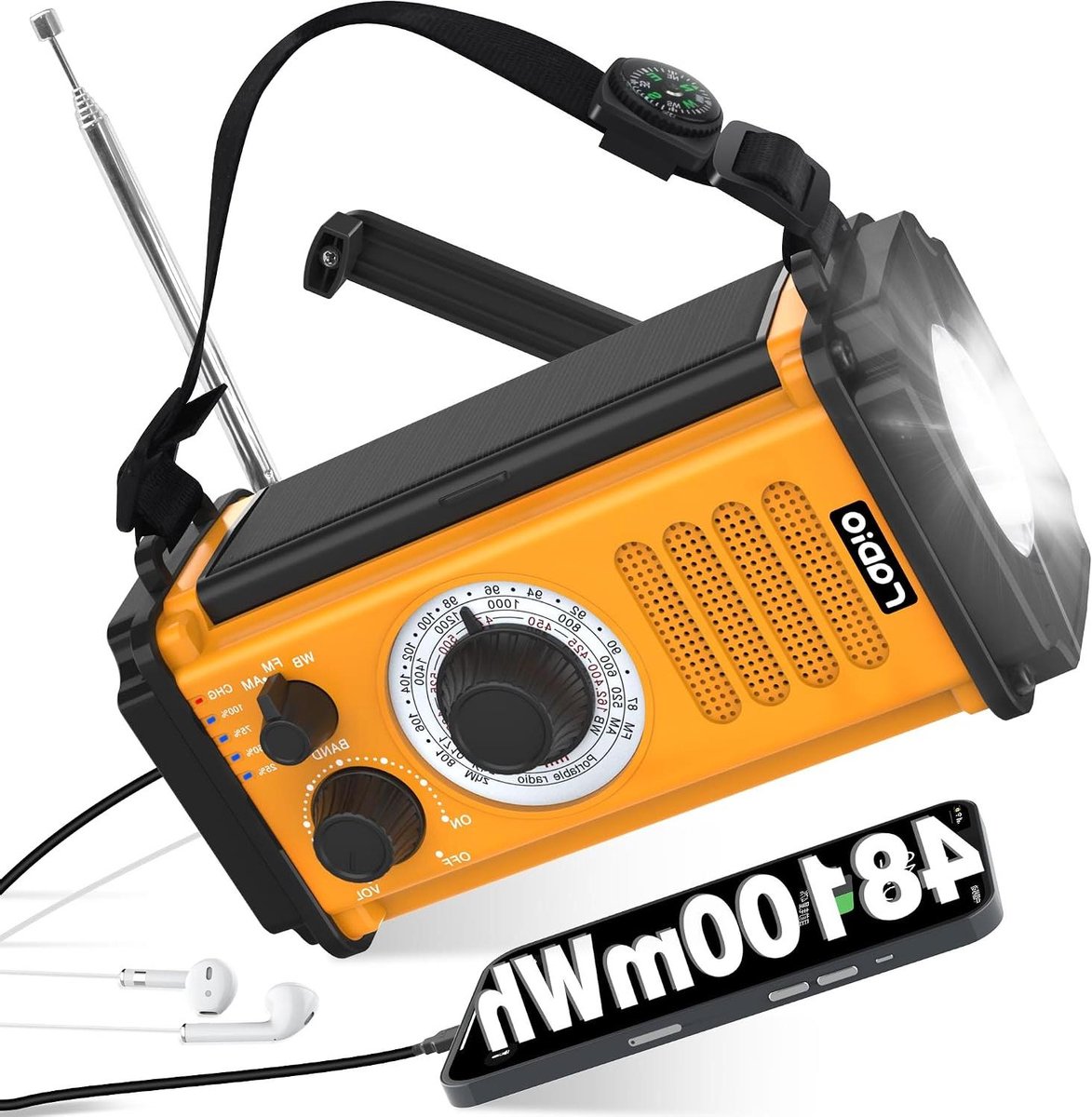 Noodradio - Draagbare Radio - Kamperen en Noodgevallen - 5 Stroombronnen - 13000mAh - Zwart