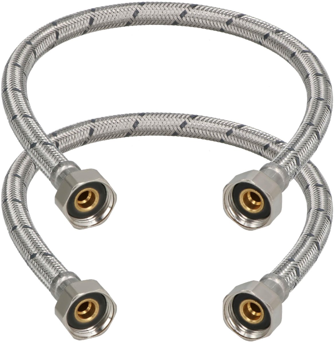 KOTARBAU® 2 Stuks - Flexibele Aansluitslang 1/2" x 1/2" - Flexibele Kraanslang 50 cm - Sanitaire Aansluitslang - Flexibele Verbindingsslang - Aansluitslang Armatuur - met Roestvrijstalen Vlechtwerk